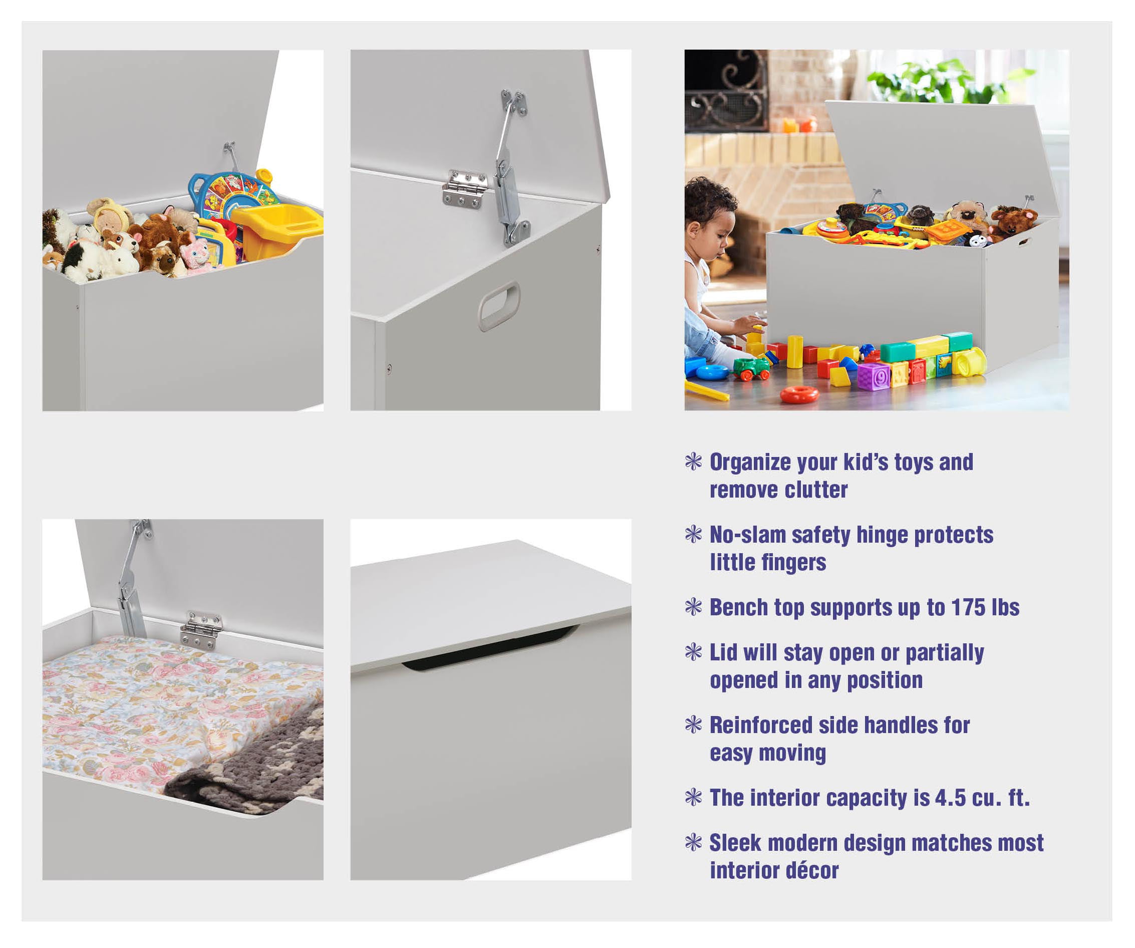 Badger Basket Kid-s Wooden Flat Bench Top Toy and Storage Box 4.5 Cu ft. - White