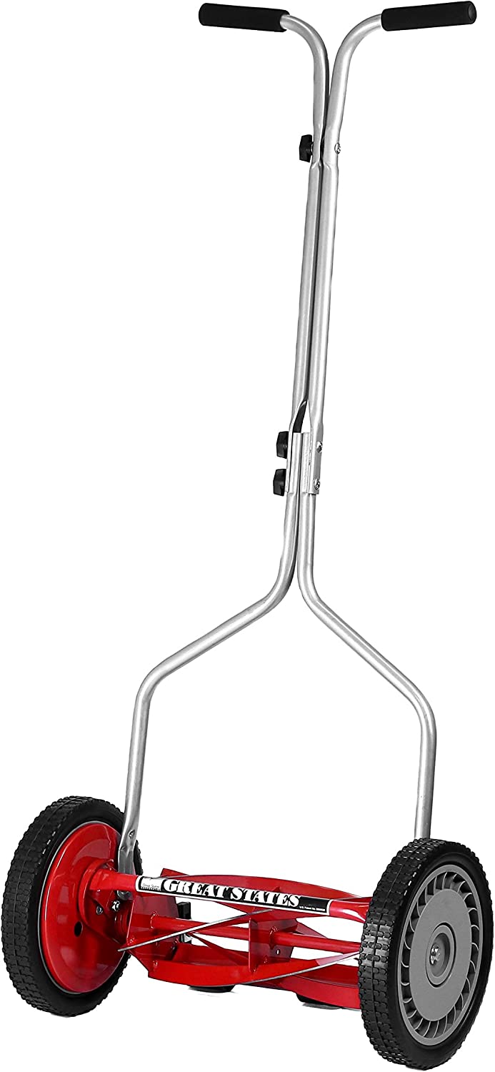 Great States 304-14 14-Inch 5-Blade Push Reel Lawn Mower. Red