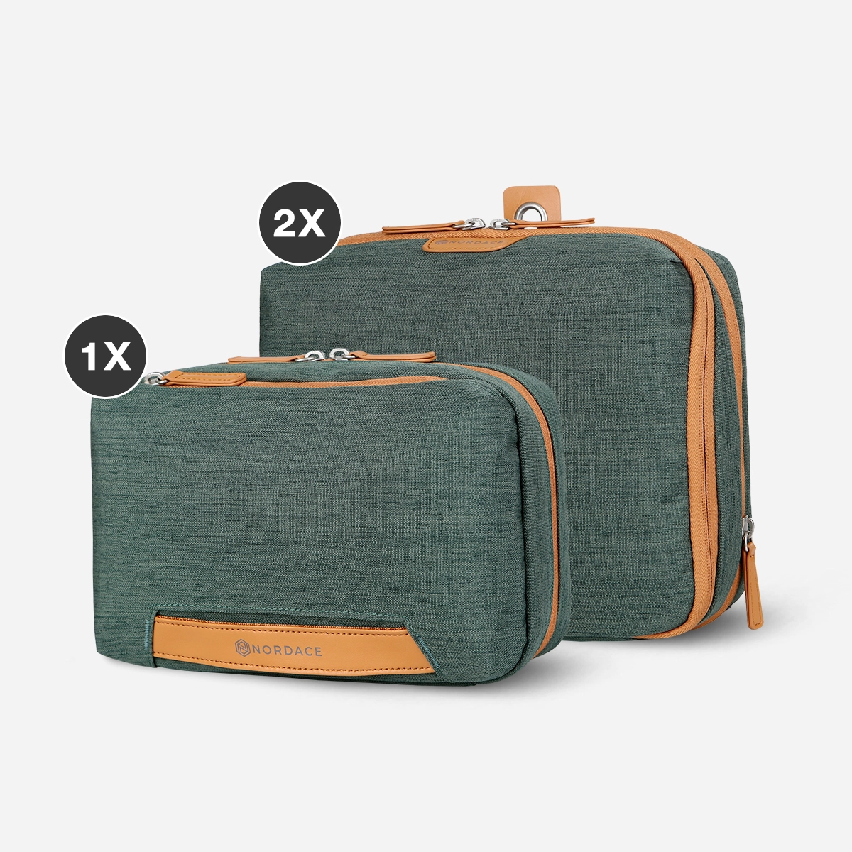 Pack-It-All Bundle: 2x Packing Cubes & 1x Wash Pouch. Green