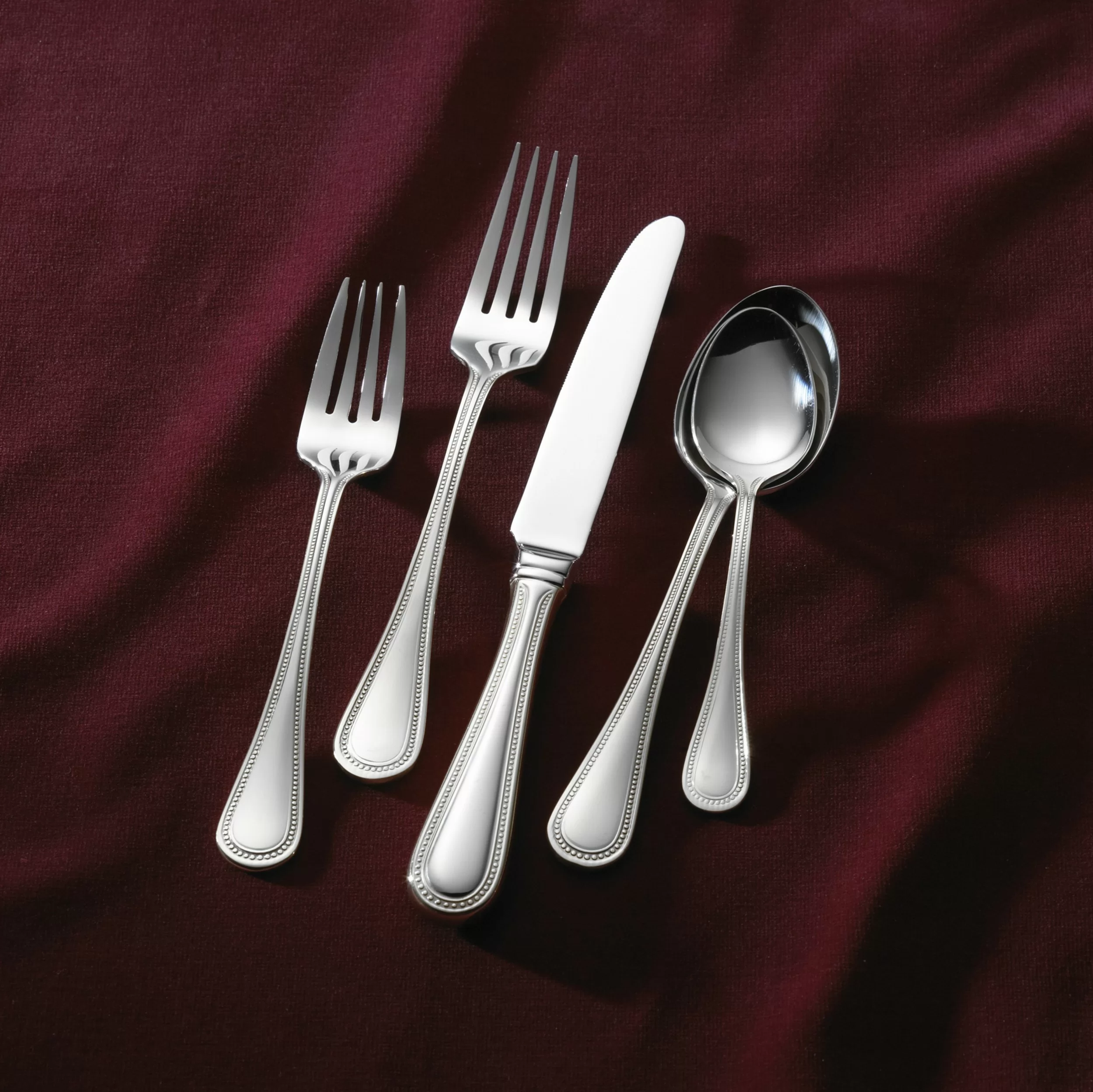 Wallace Continental Bead Stainless Steel Flatware Set - Service for 12