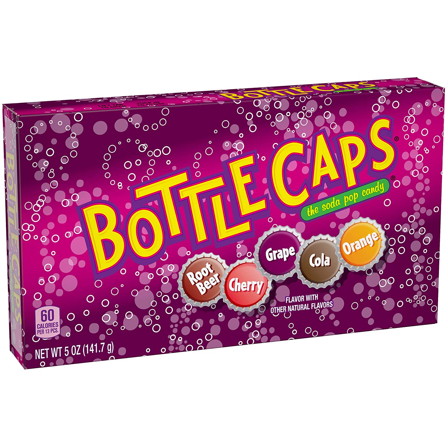 Bottle Caps Theater Box Candy. Cherry/Grape/Root Beer/Orange. 5 Ounce (Pack of 10)