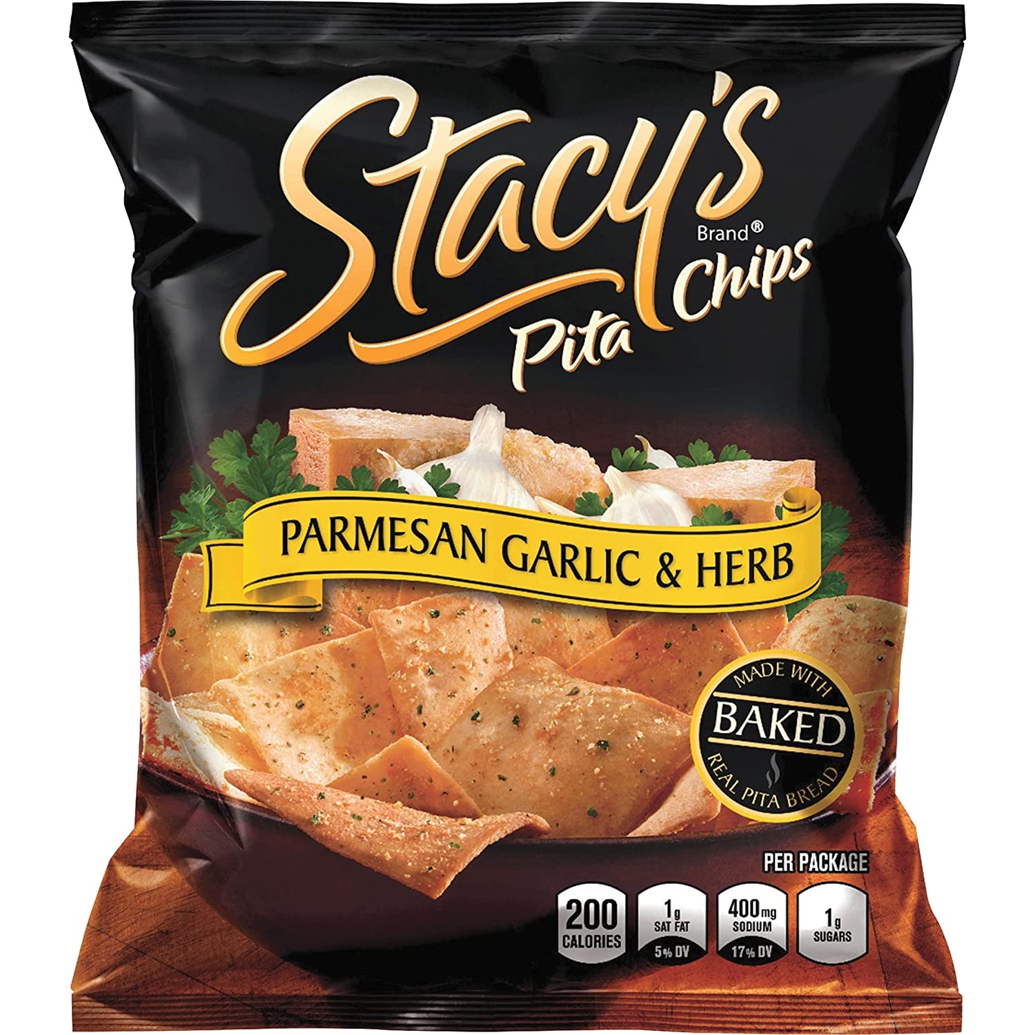 Stacy-s Parmesan Garlic & Herb Flavored Pita Chips. 1.5 Ounce Bags (Pack of 24)