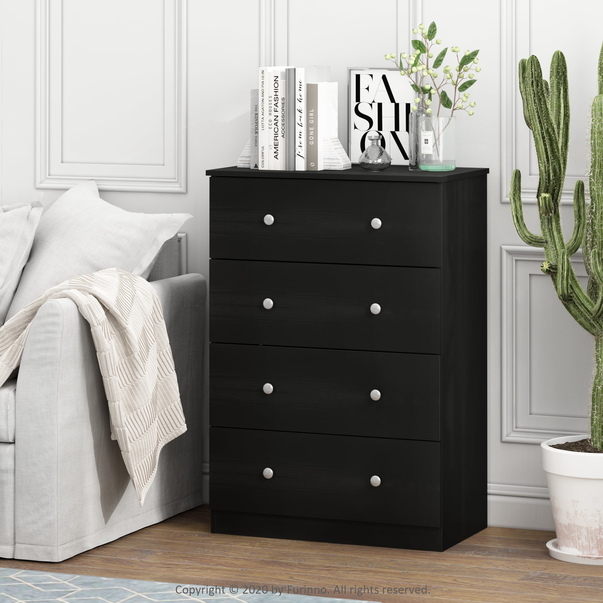 Furinno Tidur Simple Design 4-Drawer Dresser. Americano