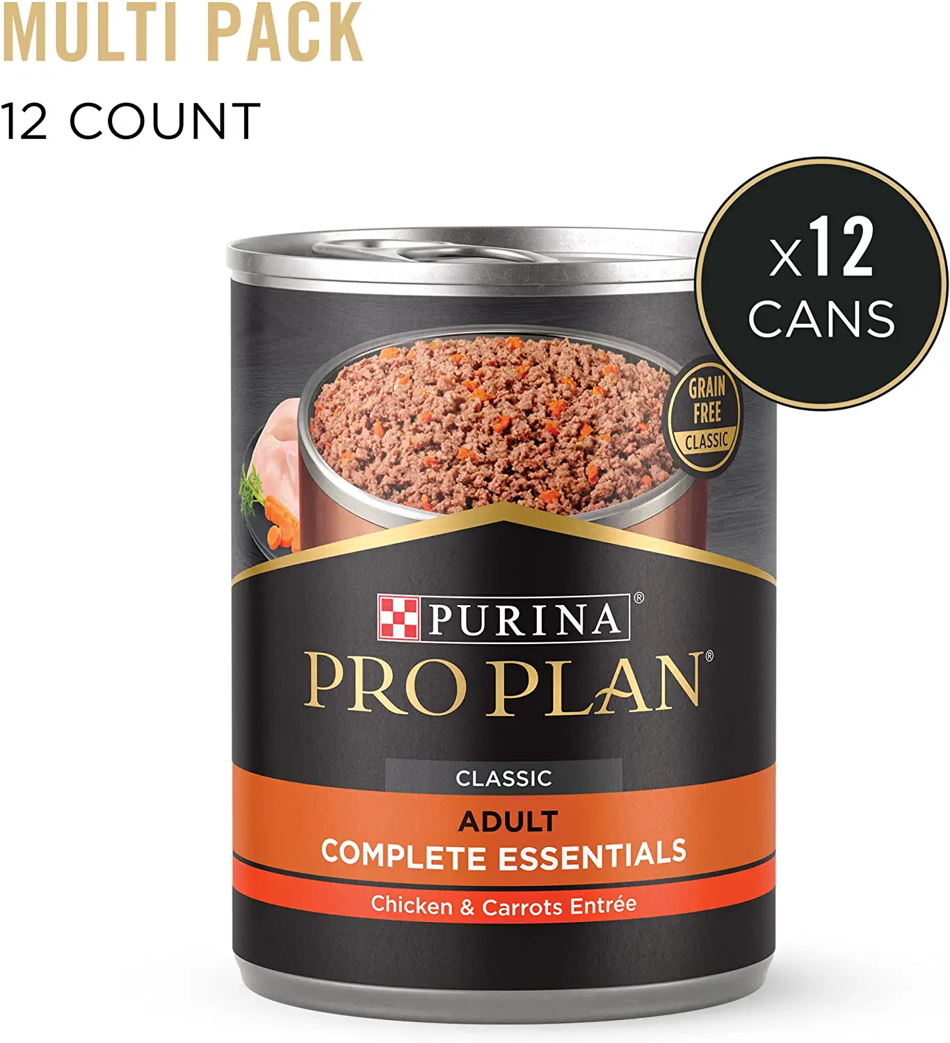 Purina Pro Plan Savor Adult Grain-Free Classic Chicken and Carrots Entree Canned Dog Food. 13-oz. case of 12