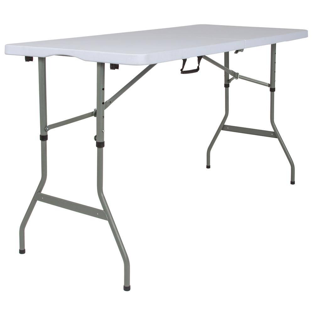 CGA-RB-231465-GR-HD 60 in. Granite White Plastic Tabletop Metal Frame Folding Table