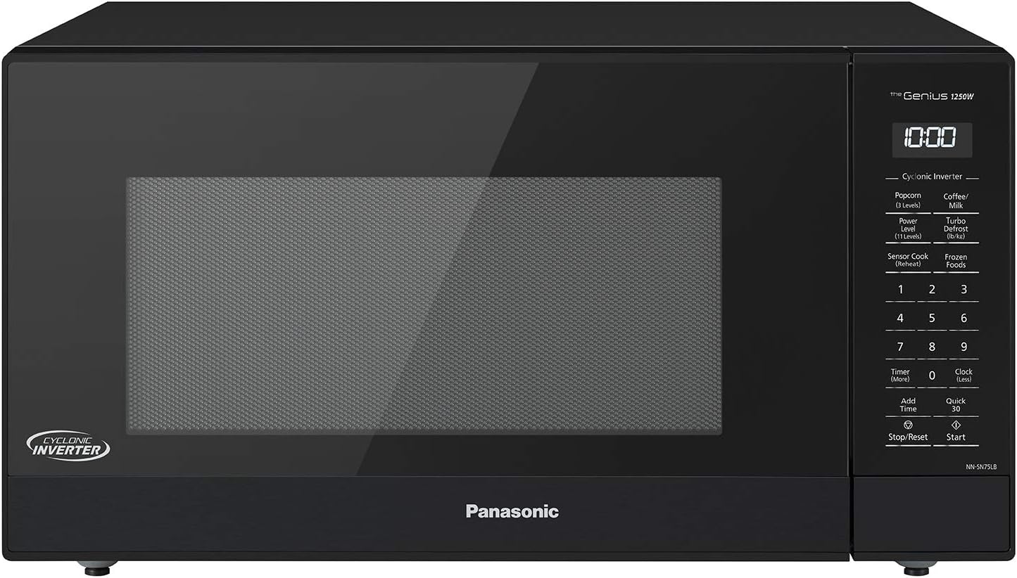 Panasonic NN-SN75LB cu.ft Cyclonic Inverter Countertop Microwave Oven 1250Watt Power with Genius Sensor Cooking. 1.6 cft. Black