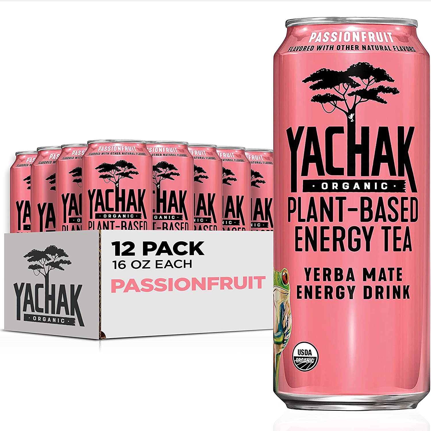 Yachak Yerba Mate Drink. Passionfruit. 16 Fl Oz. 12 Count