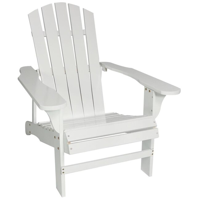 Sunnydaze Decor IEO-885 White Wood Frame Stationary Adirondack Chair(s) with Solid Seat