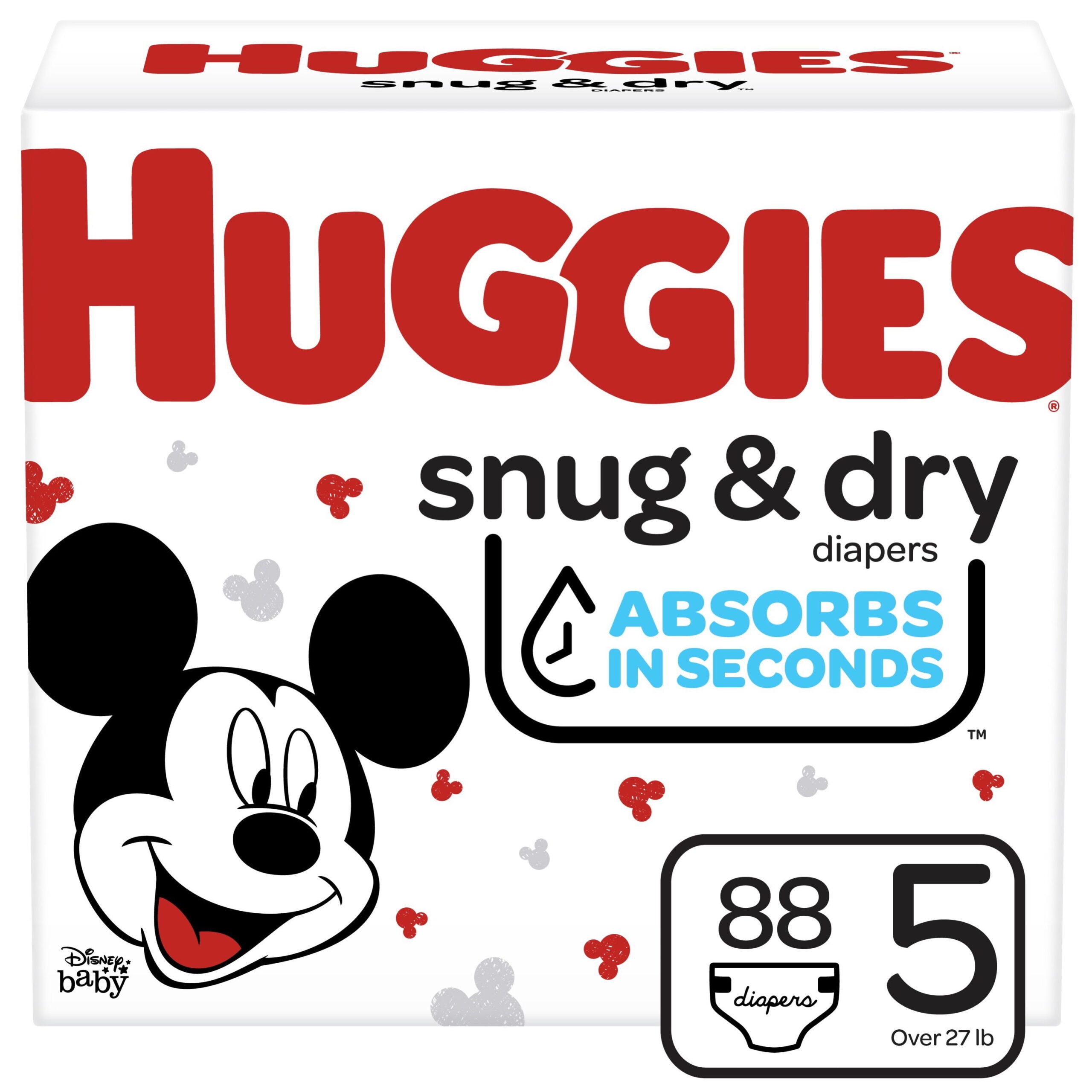 Huggies Little Snugglers Baby Diapers. 88 Ct. Size 5 (27+ lbs)