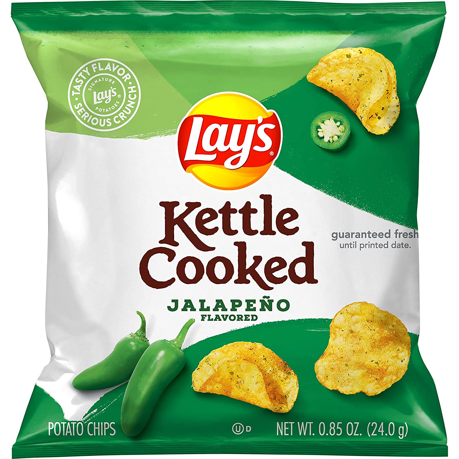 Lay-s Kettle Cooked Jalapeno Flavored Potato Chips. 0.85 Ounce (Pack of 40)