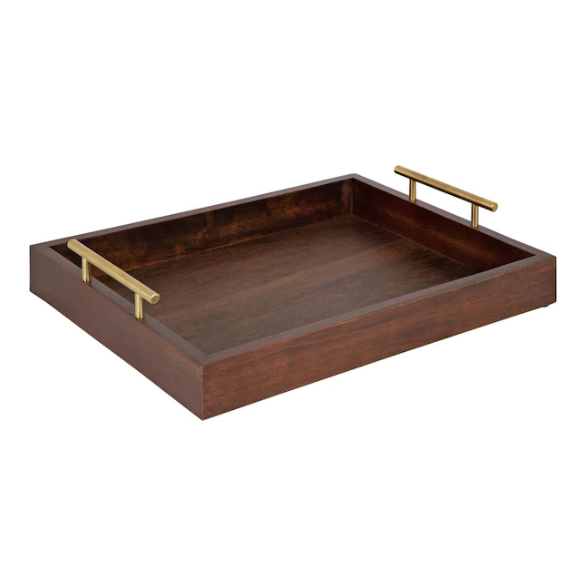 Kate and Laurel  12.25-in x 16-in Walnut Brown Decorative Tray