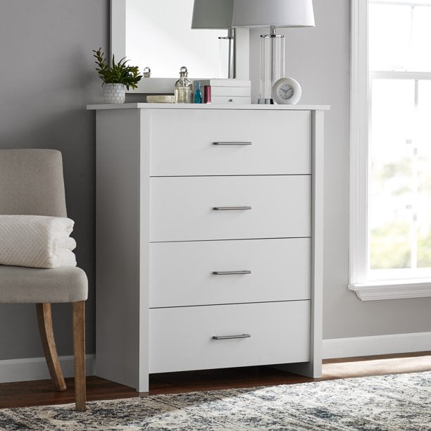 Mainstays Hillside 4-Drawer Dresser. White Finish