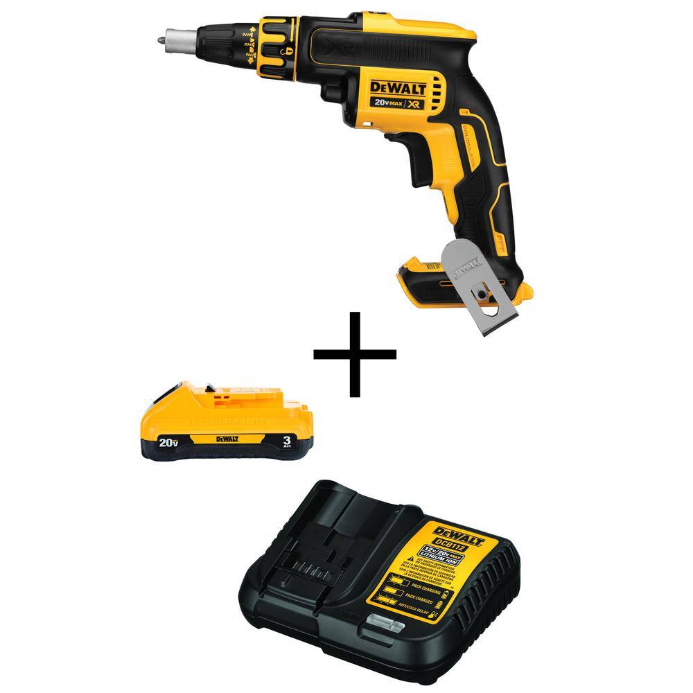 DEWALT DCF620BW230C 20-Volt MAX XR Cordless Brushless Drywall Screw Gun with (1) 20-Volt 3.0Ah Battery & Charger