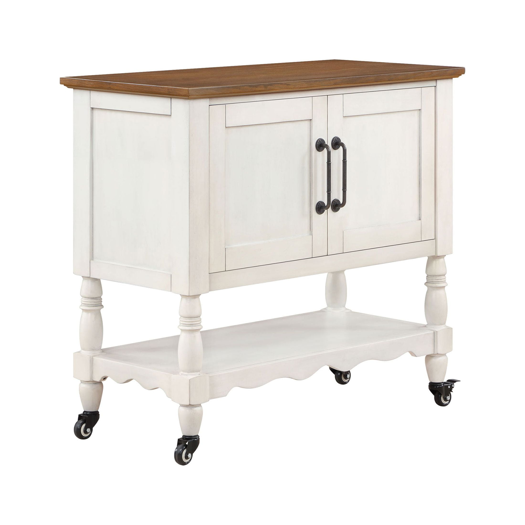 The Pioneer Woman Two-Tone Kitchen Cart Made With Solid Wood Frame. White