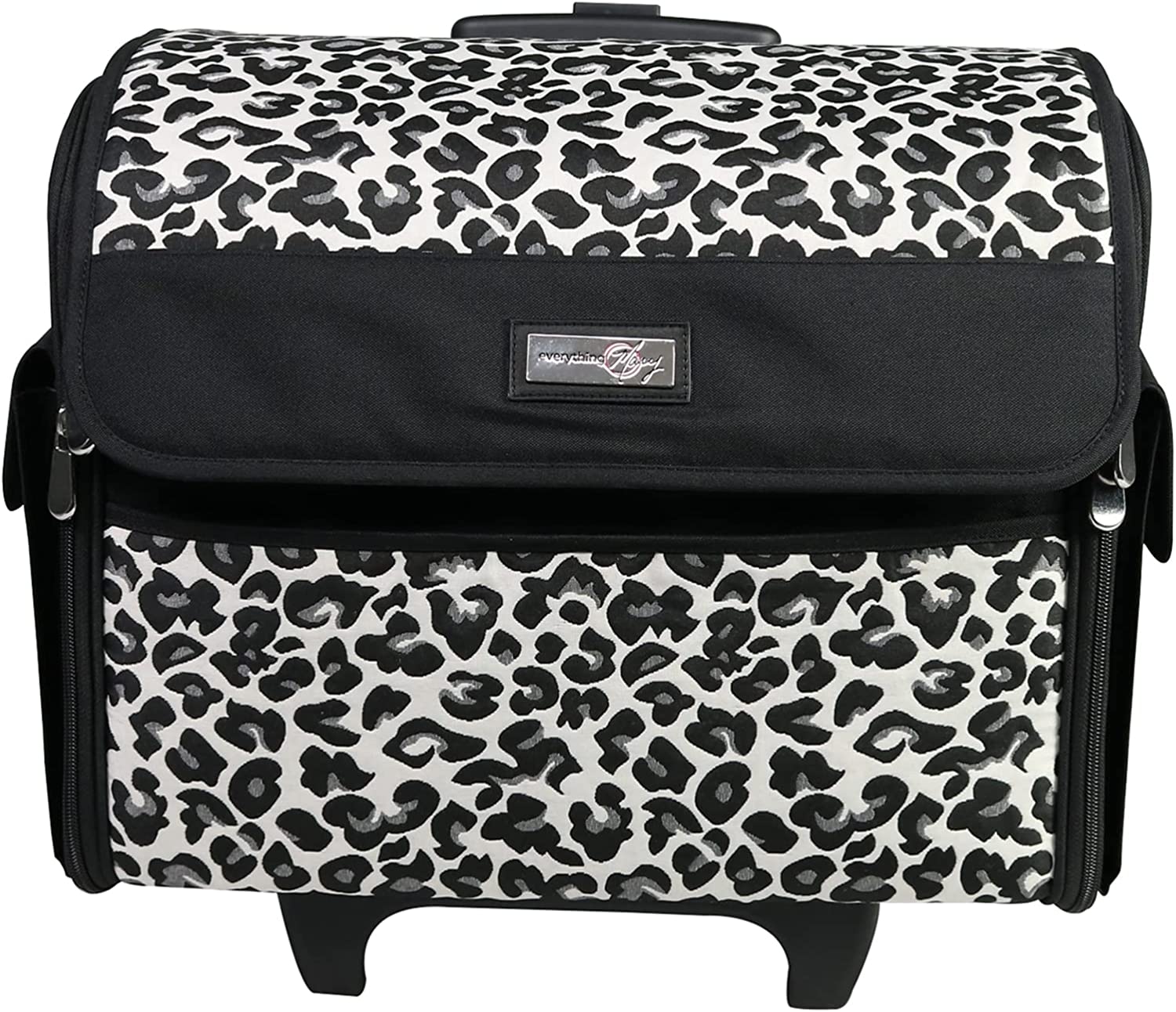 Everything Mary Collapsible Cheetah Print Rolling Sewing Machine Tote
