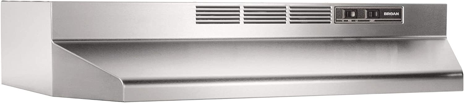 Broan-NuTone 413604 Non-Ducted Ductless Range Hood Insert with Light. Exhaust Fan for Under Cabinet. 36-Inch. Stainless Steel
