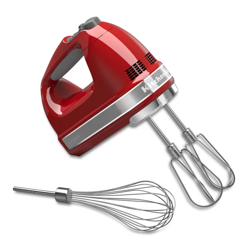 KitchenAid KHM7210ER 7-Speed Digital Hand Mixer with Turbo Beater II Accessories and Pro Whisk - Empire Red
