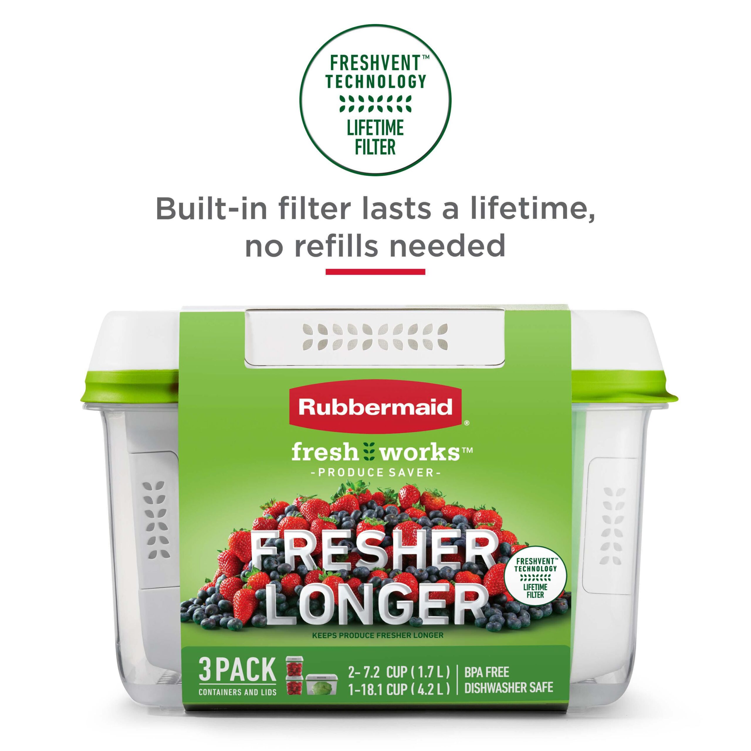 Rubbermaid FreshWorks Produce Savers. Medium and Large Produce Storage Containers. 6-Piece Set