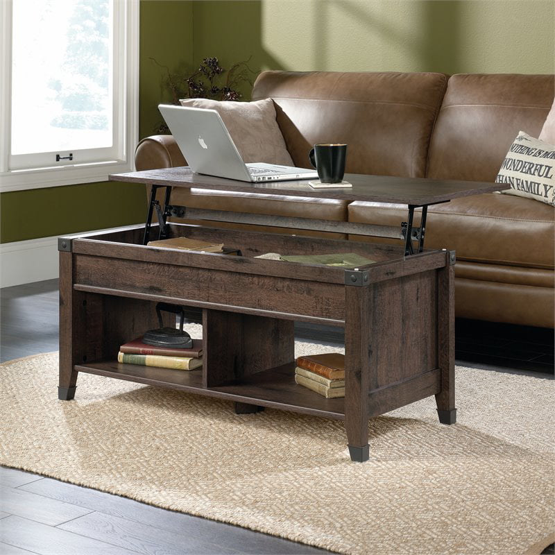 Sauder Carson Forge Lift-Top Coffee Table. Coffee Oak Finish