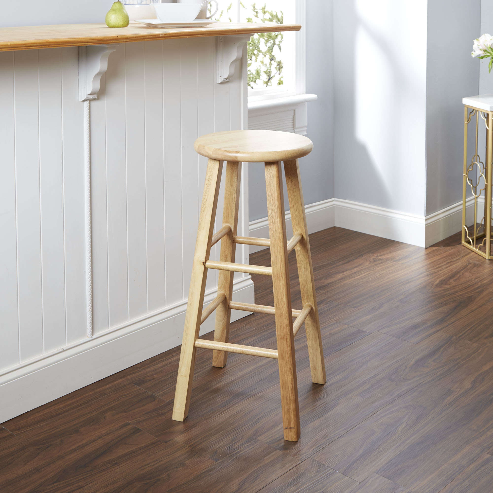 Mainstays Fully Assembled 29″ Natural Wood Bar Stool