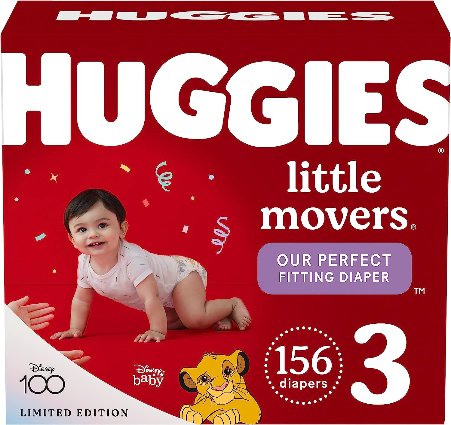Huggies Little Movers Baby Diapers. Size 3 (16-28 lbs). 156 Ct