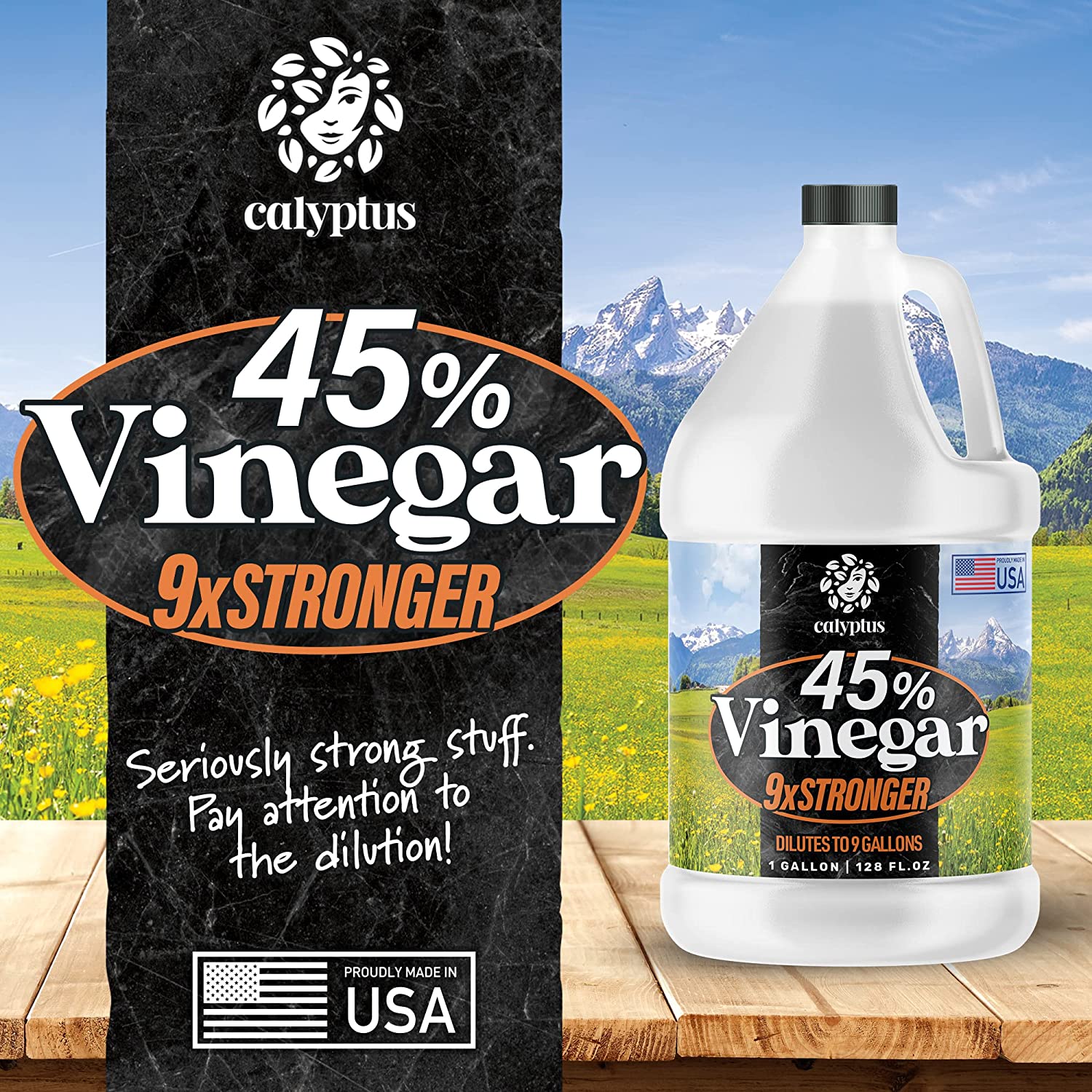 Calyptus 45% Pure Super Concentrated Vinegar.9x Power Vinegar .1 Gallon