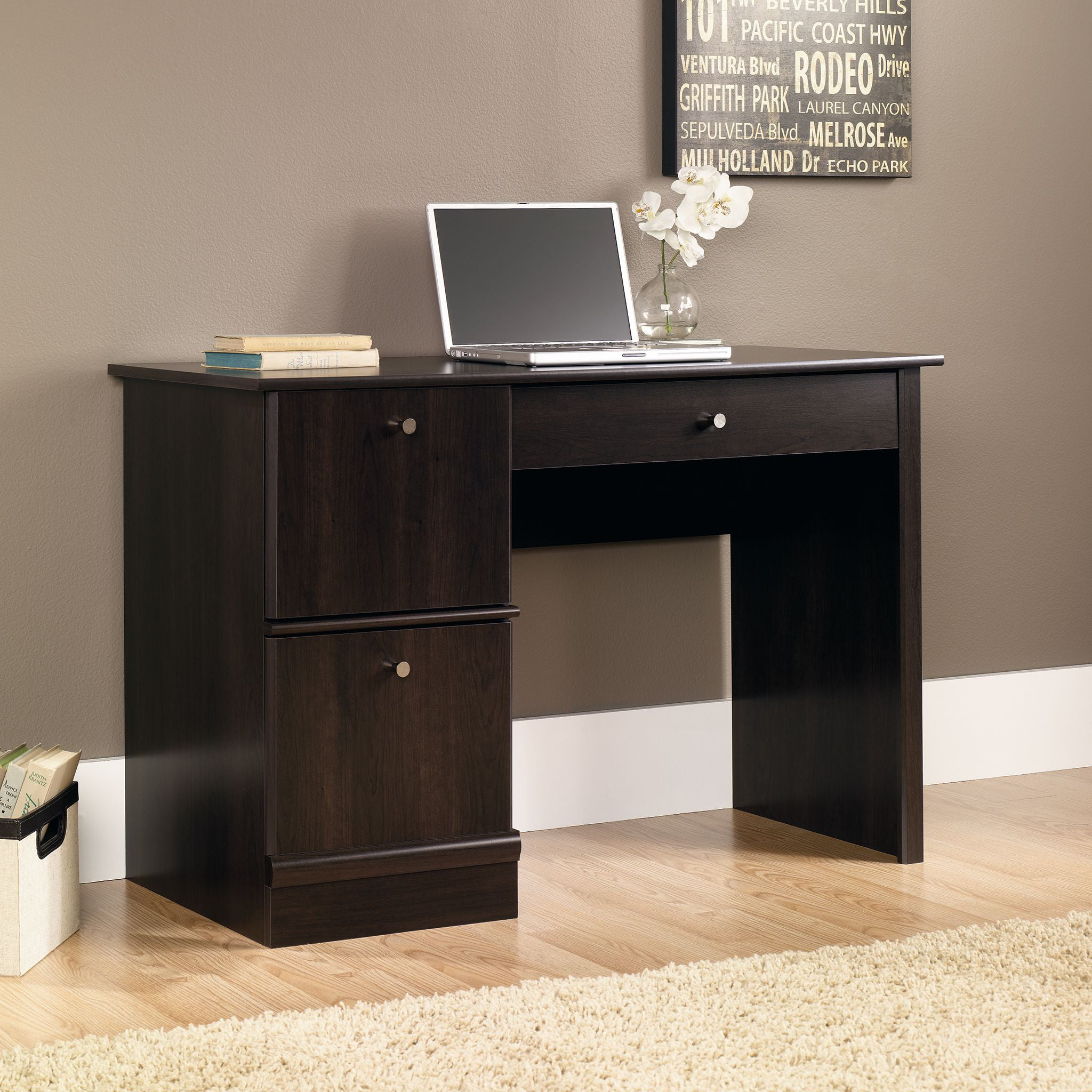 Sauder 408995 Computer Desk. Cinnamon Cherry Finish