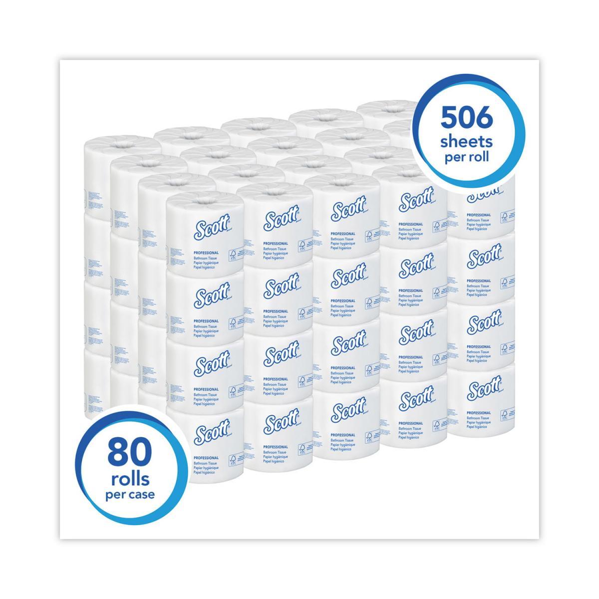 Scott Essential 100% Recycled Fiber SRB Bathroom Tissue Septic Safe 2-Ply White 506 Sheets/Roll 80 Rolls/Carton