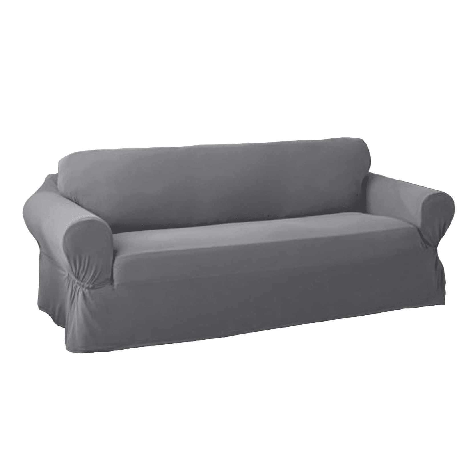 Mainstays Soft Touch Plush Stretch Fabric Sofa Slipcover. Grey. 1-Piece