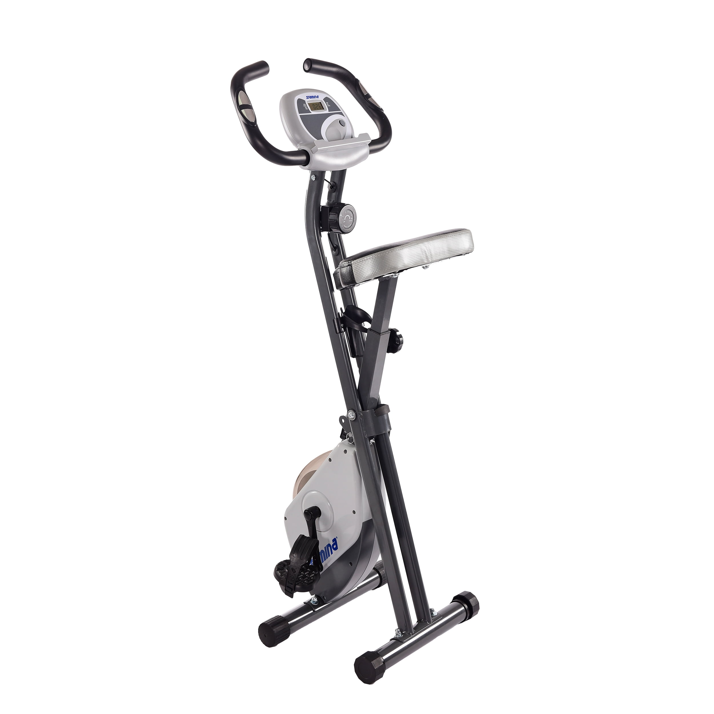 Stamina Cardio Exercise Bike with Heart Rate Sensors and Extra Wide Padded Seat. Folding Design for Storage - Exercise Bike