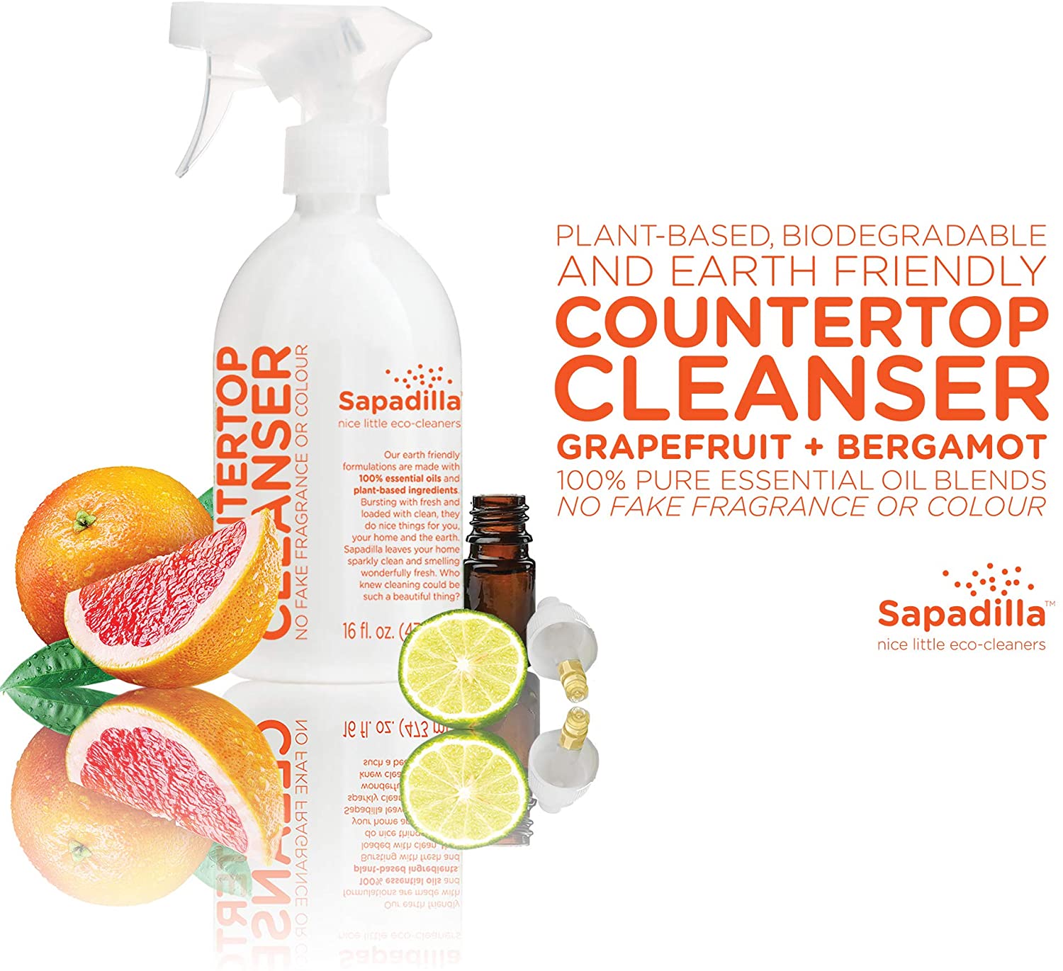 Sapadilla Grapefruit + Bergamot Dish Soap. Hand Soap & Countertop Cleanser. 16 Oz
