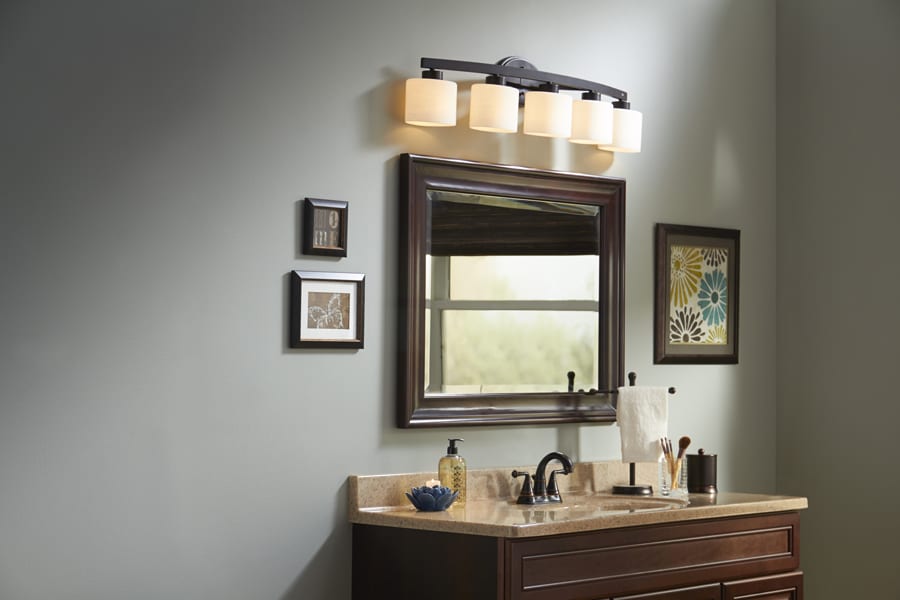 allen + roth Merington 37.5-in 5-Light Aged Bronze Transitional Vanity Light
