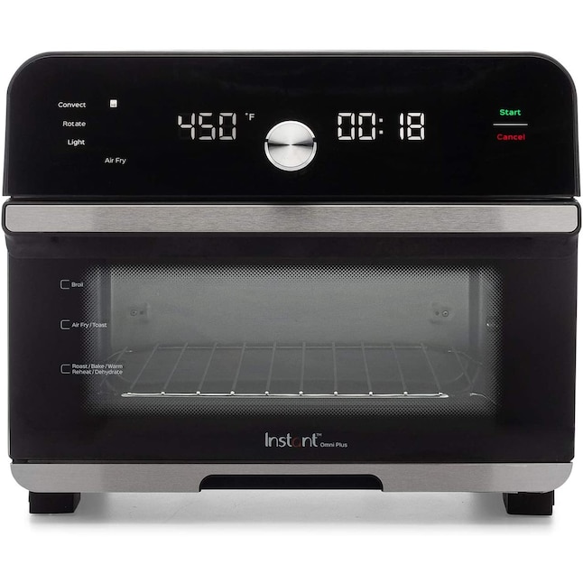 Instant Omni Plus 19 QT/18L Air Fryer Toaster Oven Combo. From the Makers of Instant Pot. 10-in-1 Functions. Fits a 12″ Pizza. 6 Slices of Bread. App with Over 100 Recipes. Stainless Steel