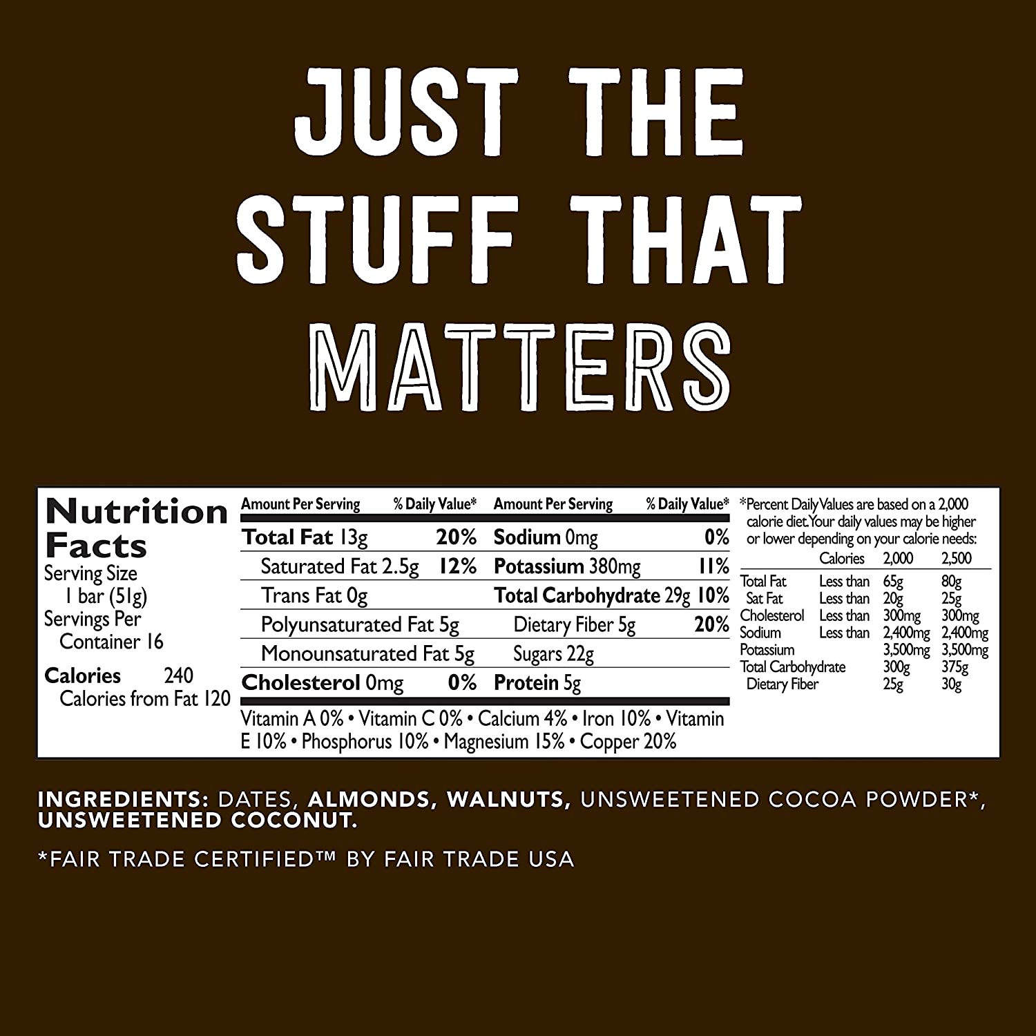 Larabar Chocolate Coconut Chew. Gluten Free Vegan Fruit & Nut Bar. 1.6 oz Bars. 16 Ct