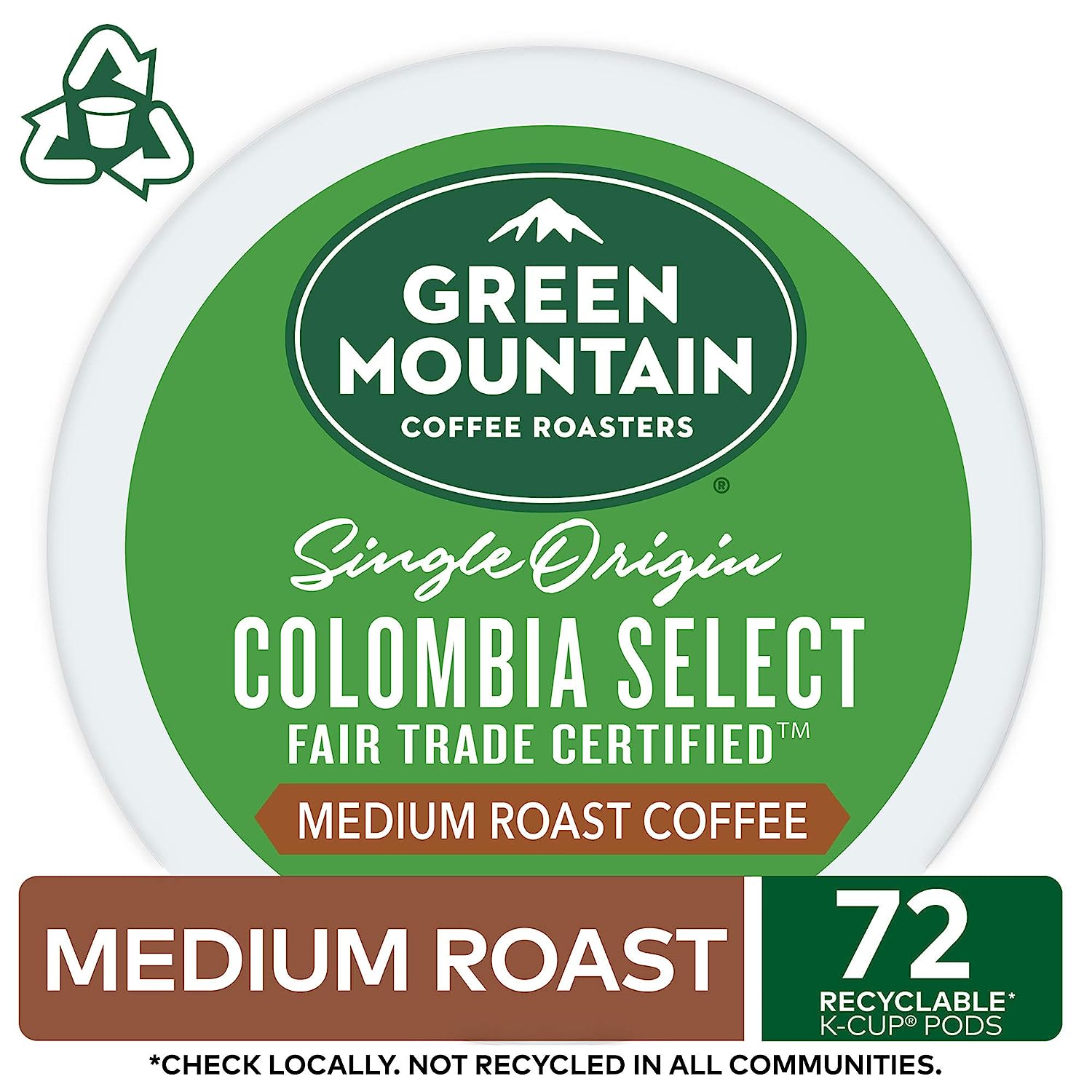 Green Mountain Coffee Roasters Colombia Select. Single-Serve Keurig K-Cup Pods. Medium Roast Coffee. 12 Count (Pack of 6) - Packaging May Vary