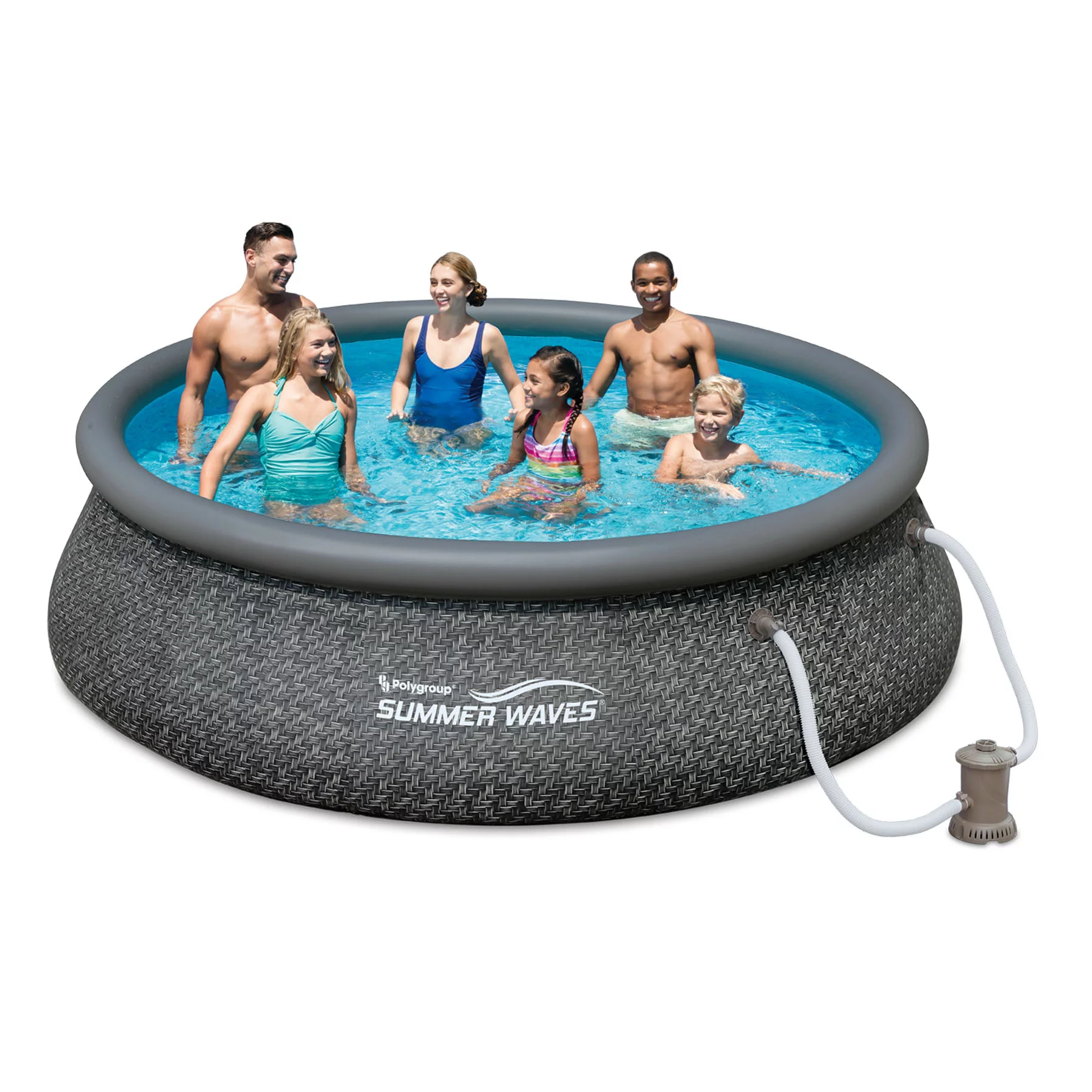 Summer Waves Quick Set 12' x 36 Inflatable Above Ground Pool with Pump. Dark Gray