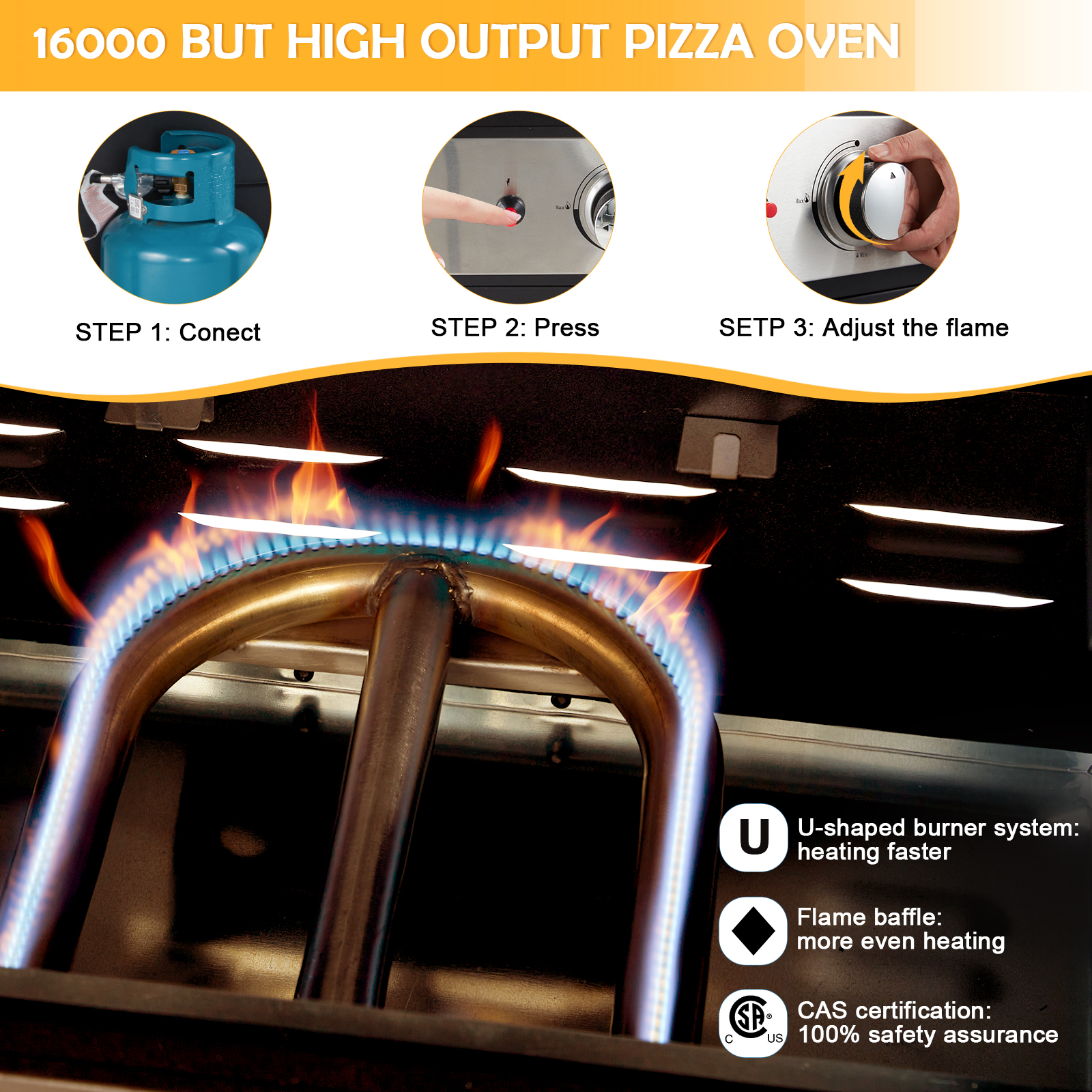 Vicluke 12″ Propane Gas Pizza Oven. CSA Approved with 2 Foldable Shelves and Wheels. 2-Layer Smokeless BBQ Oven for Outdoor (Propane Tank is excluded