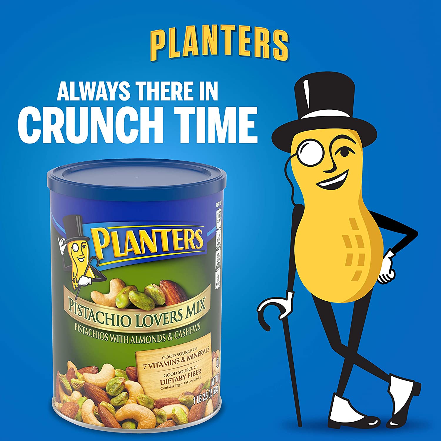 PLANTERS Pistachio Lover-s Mix. 1.15 lb. Resealable Canister - Deluxe Pistachio Mix. Peanut Oil