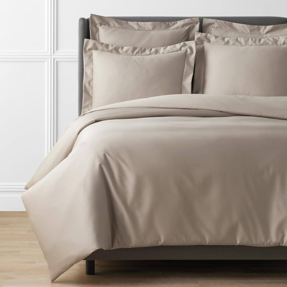 The Company Store  Legends Hotel Supima Cotton Wrinkle-Free Light Birch 450-Thread Count Sateen Queen Fitted Sheet - Light Birch