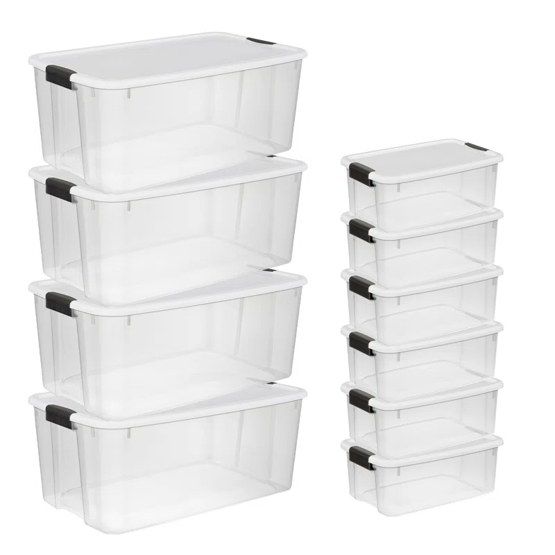Sterilite 116-Qt. Latch Lid Tote (4-Pack). 18-Qt. Latch Lid Tote (6-Pack)