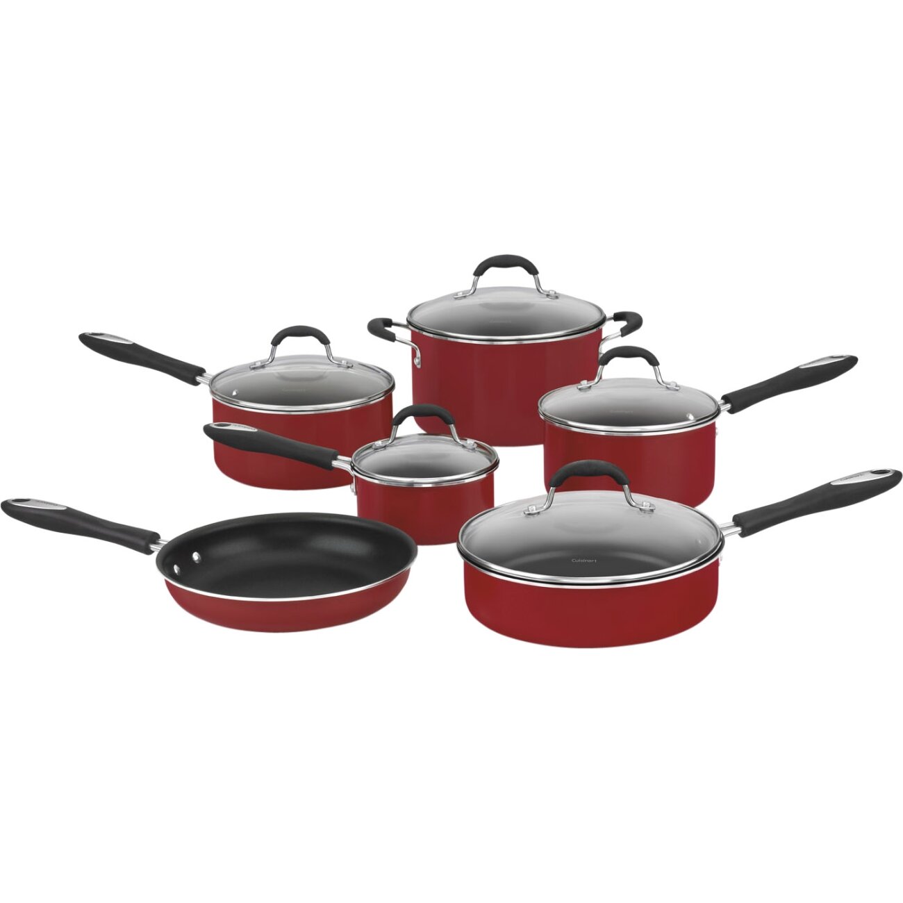 Cuisinart Advantage Non Stick 11 Pieces Aluminum Cookware Set - Red