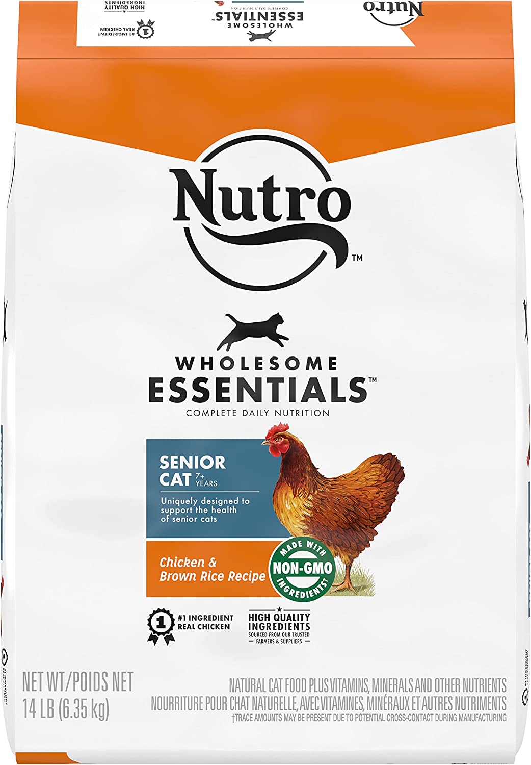 Nutro Wholesome Essentials Chicken & Brown Rice Recipe Senior Dry Cat Food 14 Pound (Pack of 1)