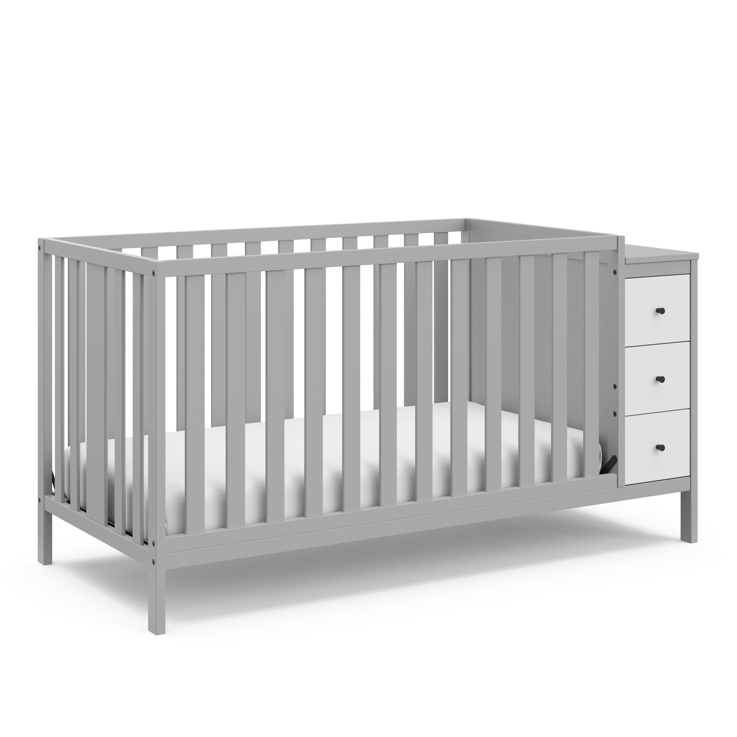 Storkcraft Malibu 3-in-1 Convertible Baby Crib. Pebble Gray with White
