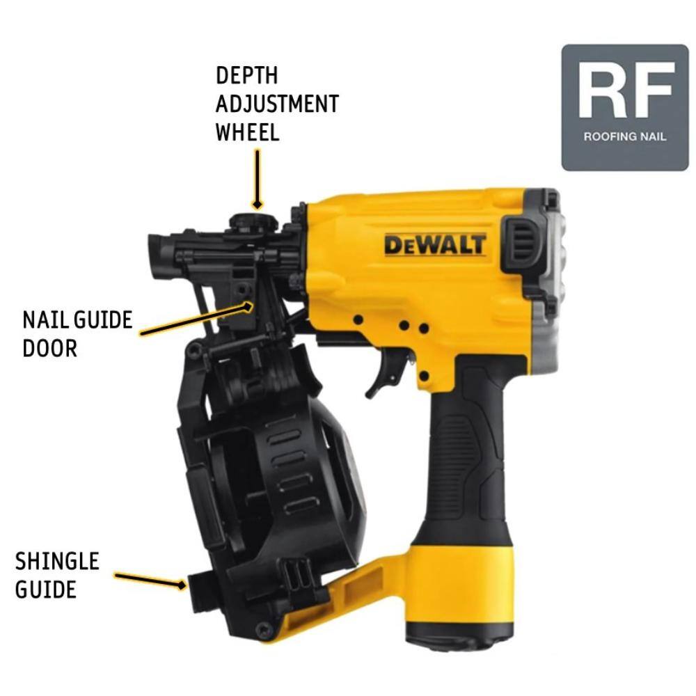 DEWALT DW45RN Pneumatic 15° Coil Roofing Nailer