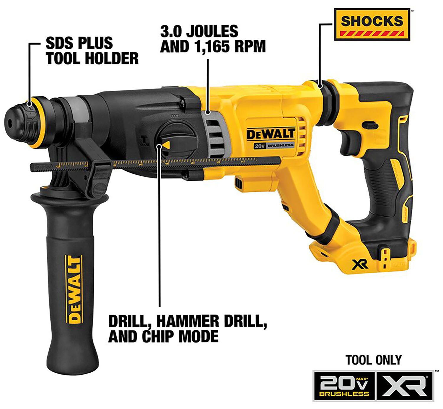 DEWALT DCH263B XR 20-volt Max-Amp Trigger Switch Brushless Cordless Angle Grinder