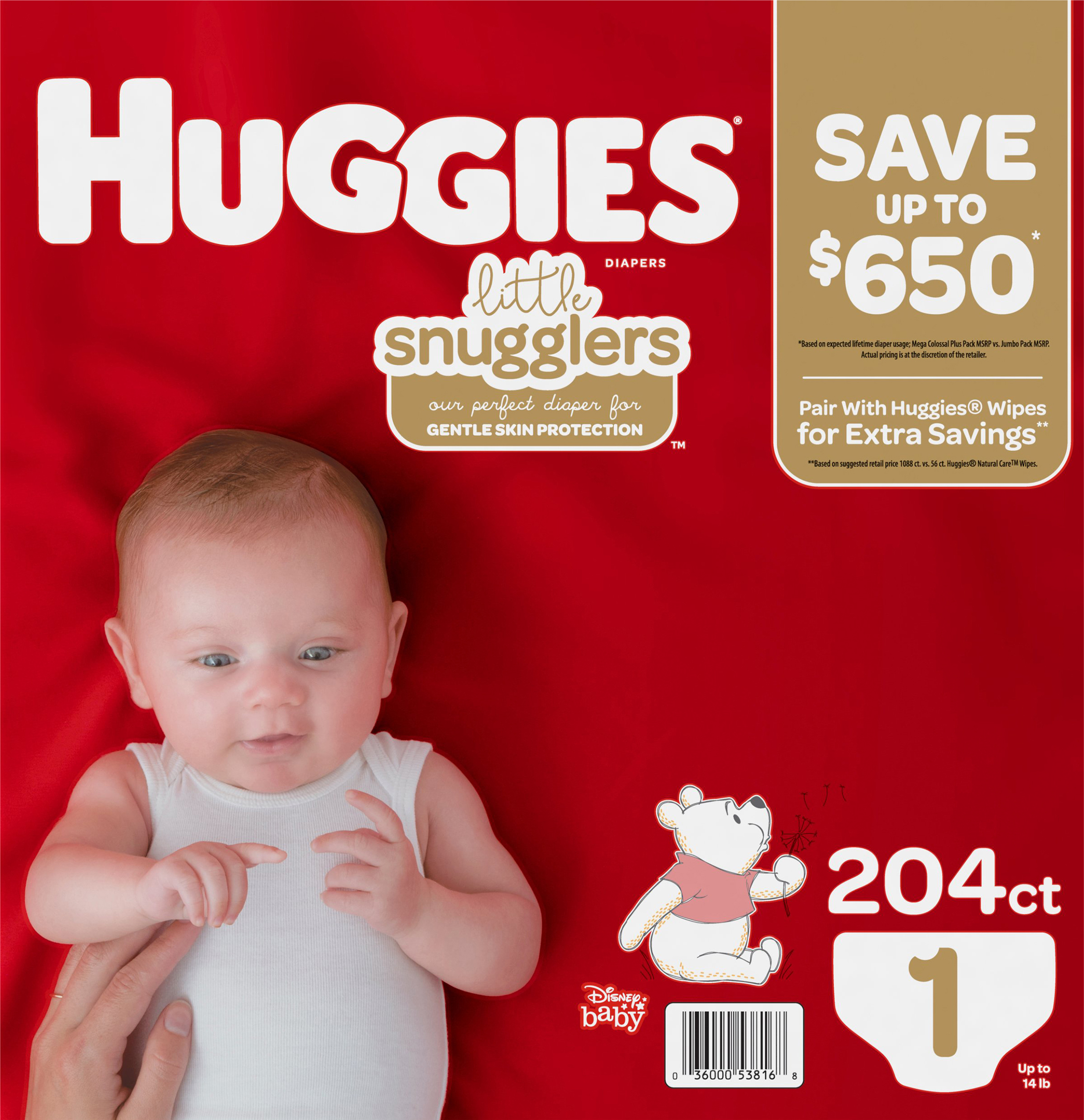 Huggies Little Snugglers Diapers Size 1 - 204 ct. (Up to 14 lbs.)
