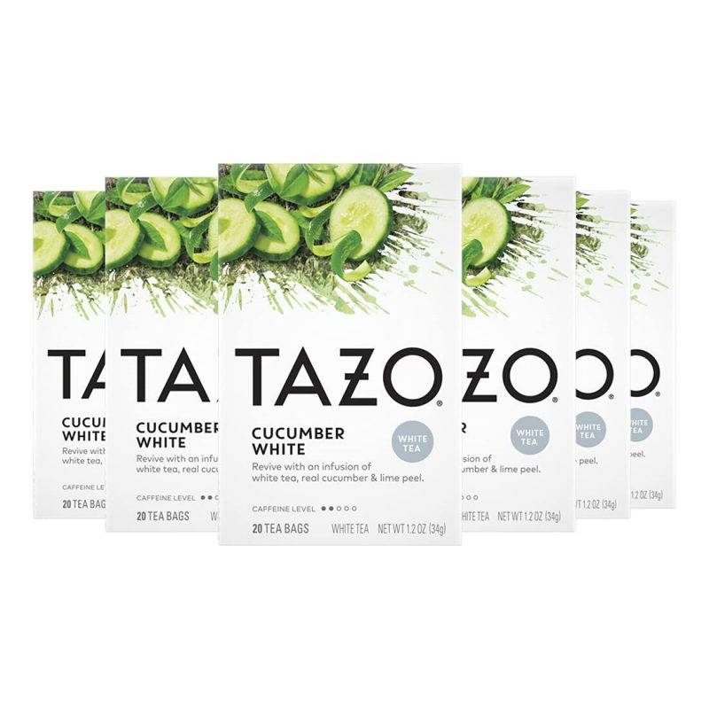 Tazo Tea Bags For a Calming Beverage Cucumber White 20 tea bags. 6 pack
