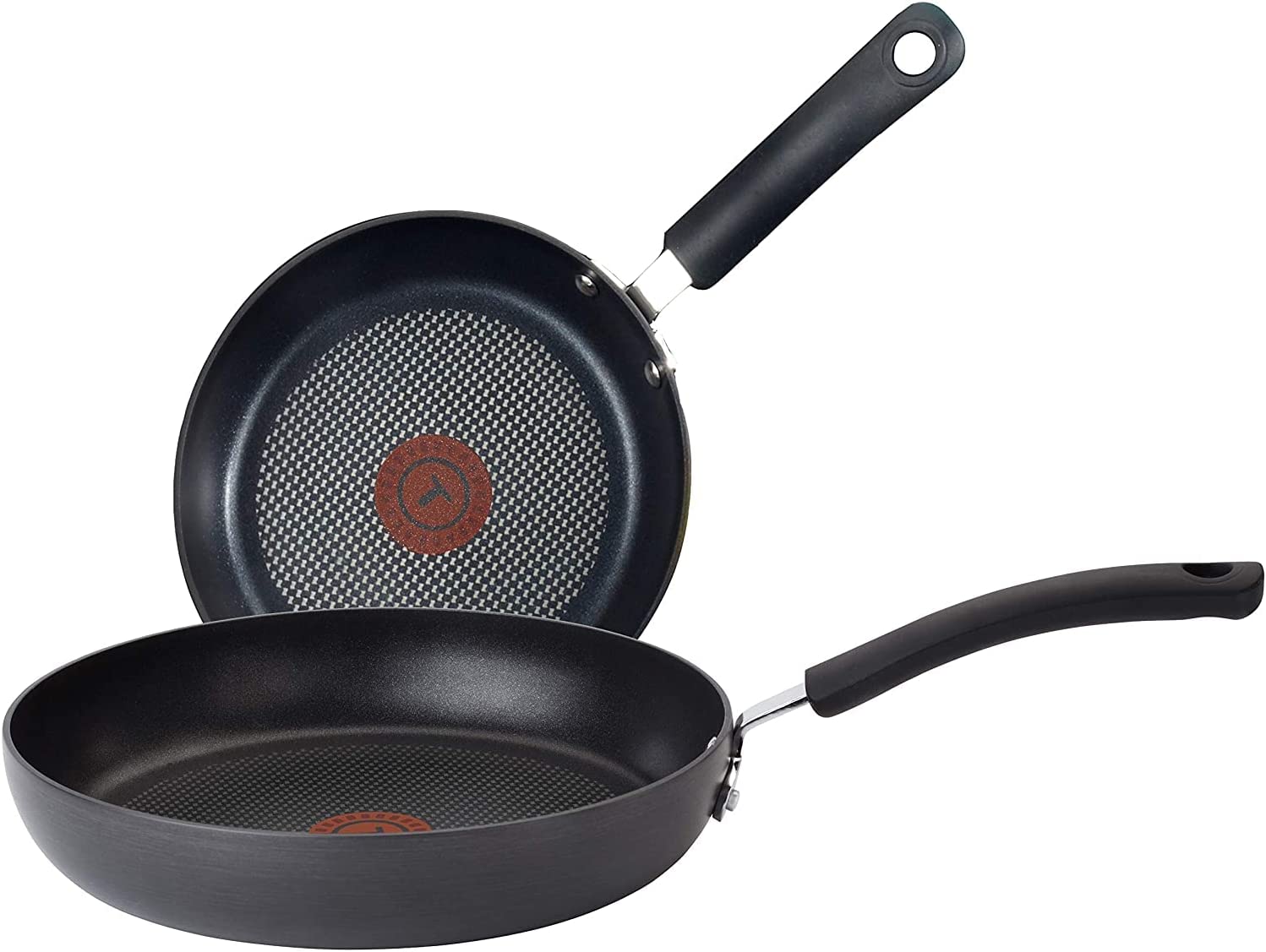 T-fal Ultimate Hard Anodized 2-Piece Scratch Resistant Titanium Nonstick Thermo-Spot PFOA Free 10/12-Inch Cookware Set. Gray. E765S274