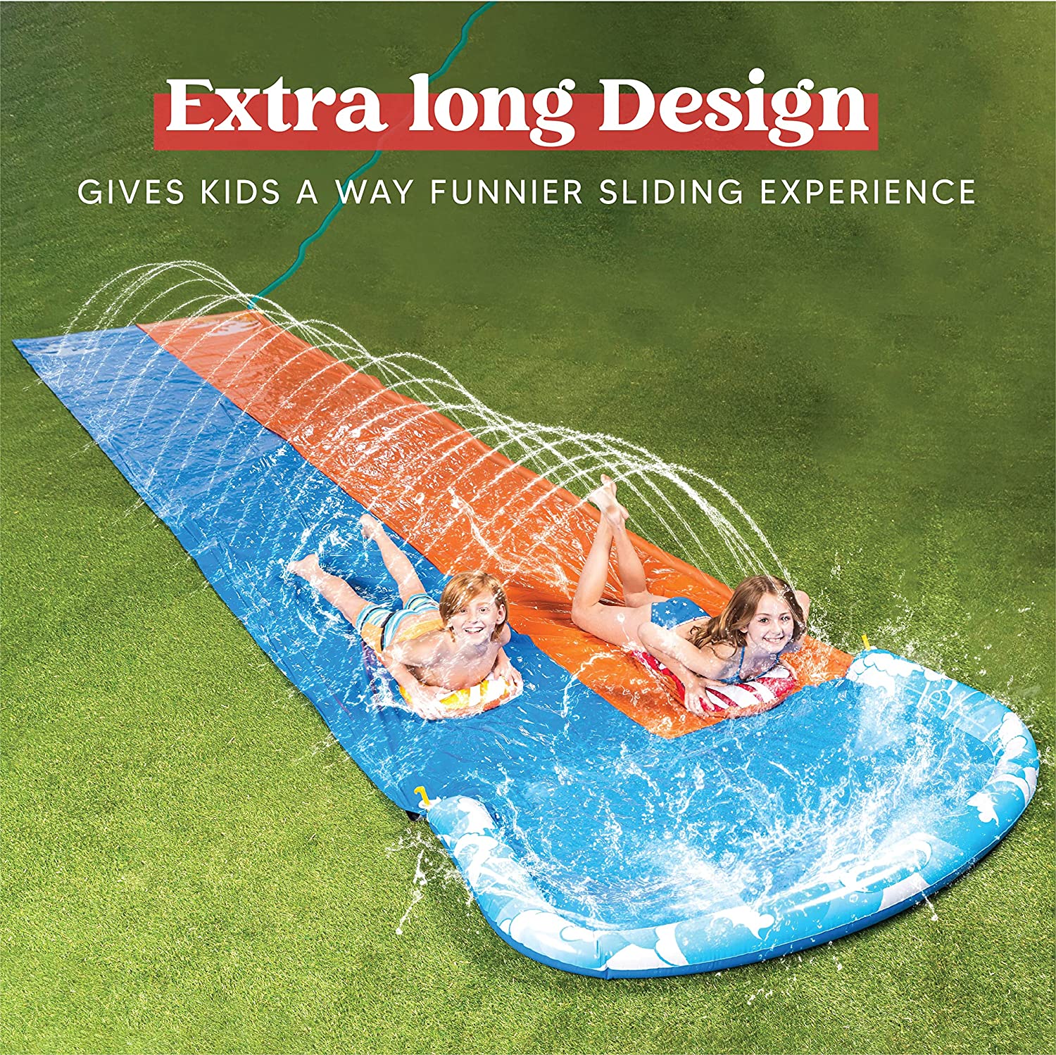 JOYIN 20ft Slip and Slide Water Slide with 2 Bodyboards. Slip n Slide Summer Toy with Build in Sprinkler for Backyard and Outdoor Water Toys Play 20ft x 62in