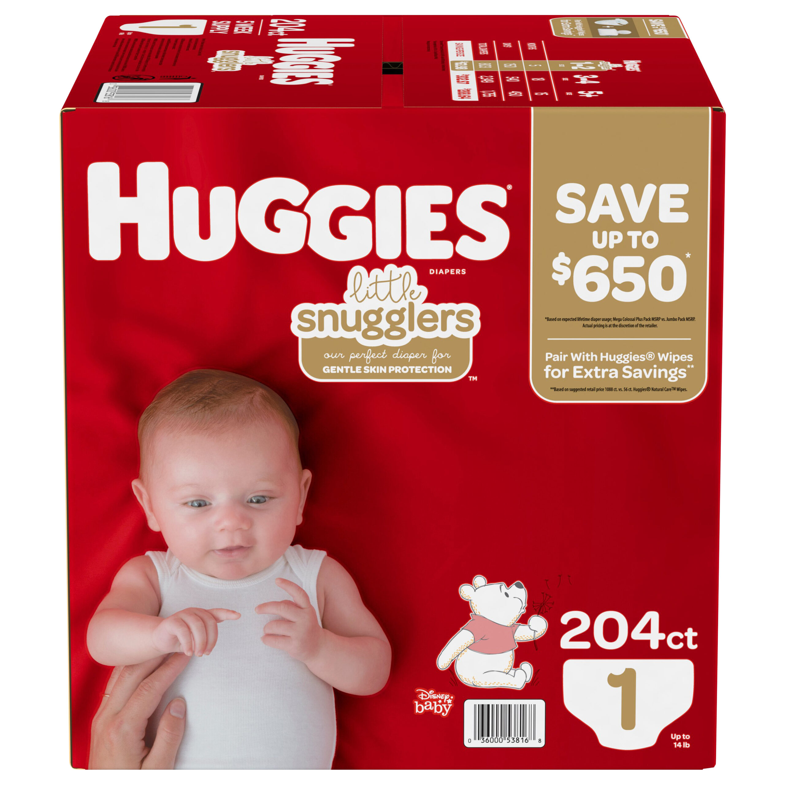 Huggies Little Snugglers Diapers Size 1 - 204 ct. (Up to 14 lbs.)